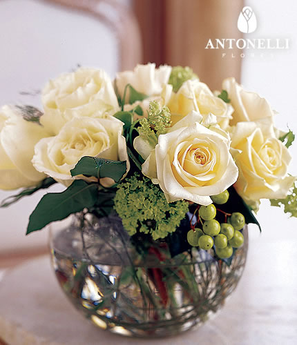 Rosas color blanco  en burbuja